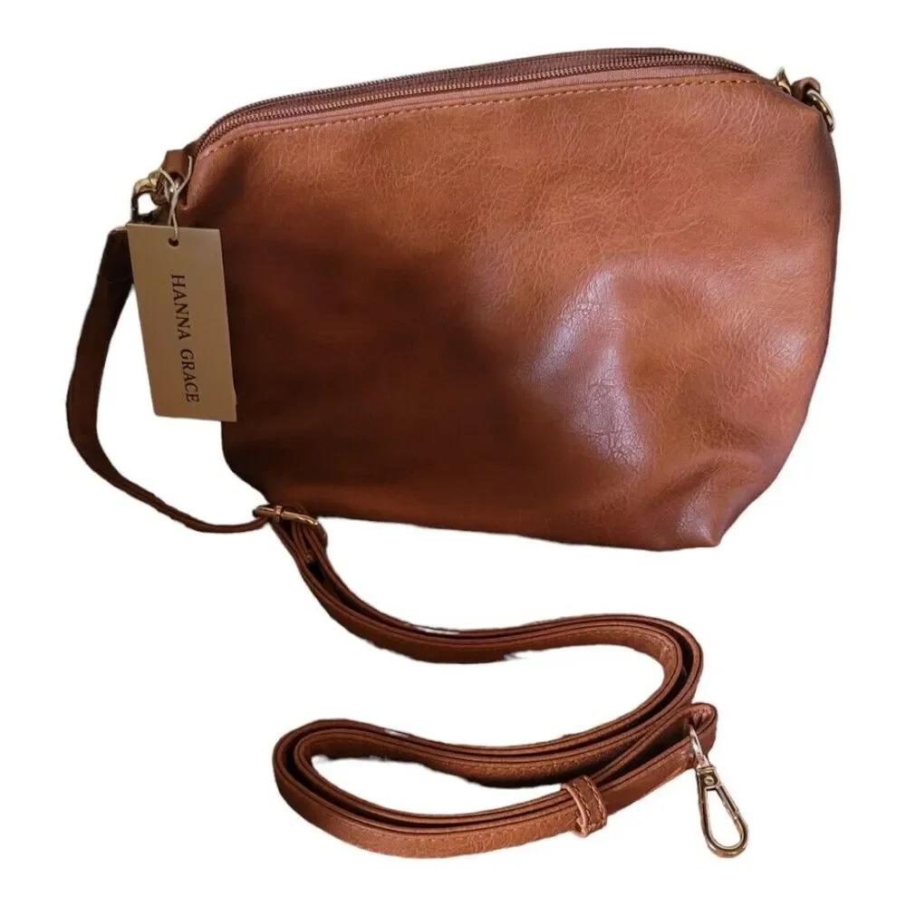 HANNA GRACE Tote HANDBAG Crossbody Caramel 2 piece set NWT. - Picture 6 of 10